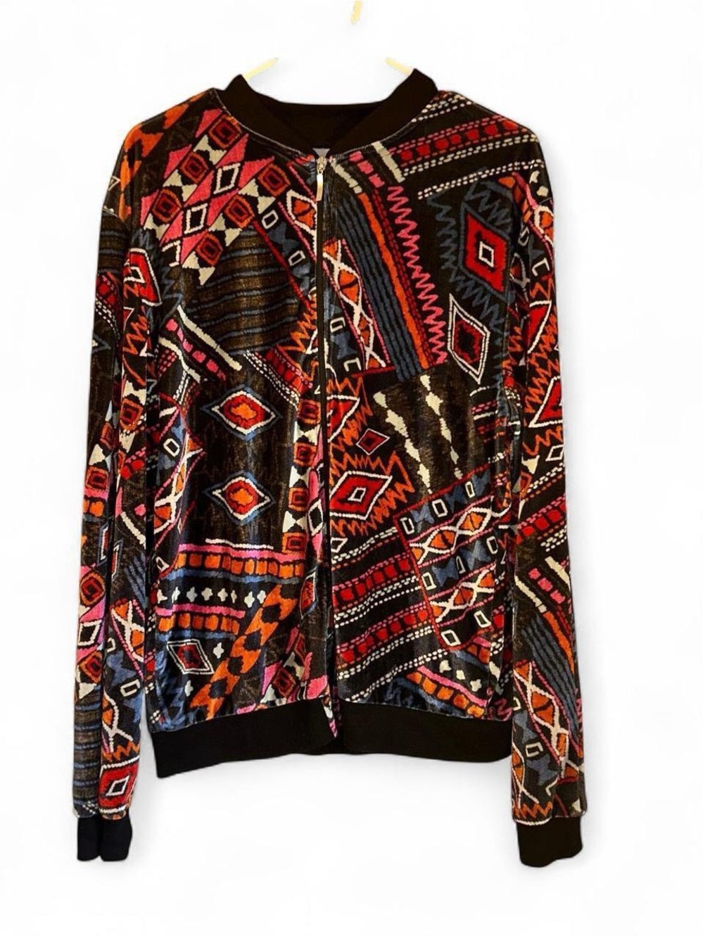 Boohoo Mens Multicolor Geometric Print Bomber Jacket